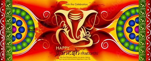 Lord Ganesha , Ganesh festival illustration of Lord Ganpati background for Ganesh Chaturthi festival of India