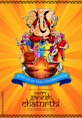 Lord Ganesha , Ganesh festival illustration of Lord Ganpati background for Ganesh Chaturthi festival of India