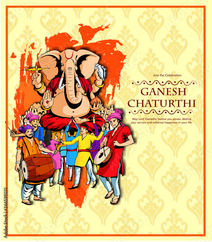 Lord Ganesha , Ganesh festival illustration of Lord Ganpati background for Ganesh Chaturthi festival of India