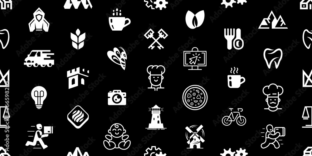Seamless pattern with Logos. Abstract logos set. Icon design. Template elements Seamless pattern with Logos. Abstract logos set. Icon design. Template elements
