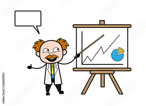 Cartoon Scientist with Presentation Baord