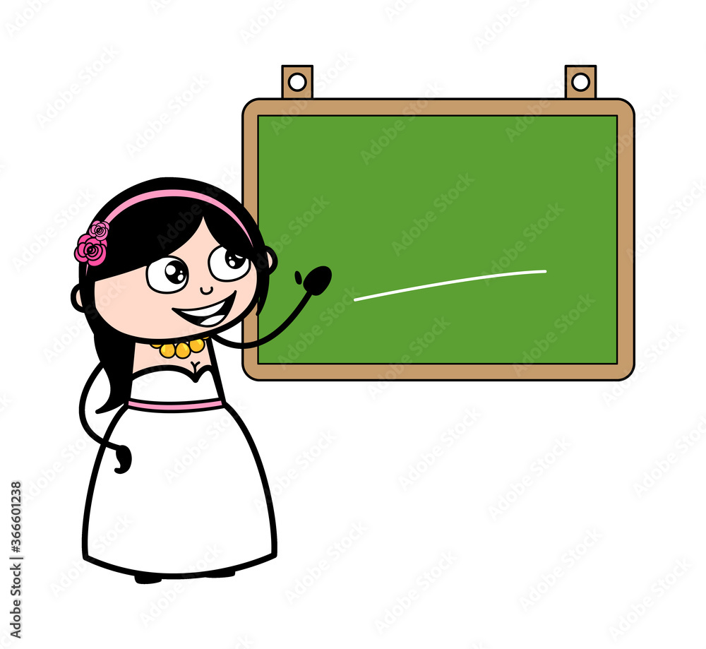 Cartoon Bride with Classroom Board Cartoon Bride with Classroom Board