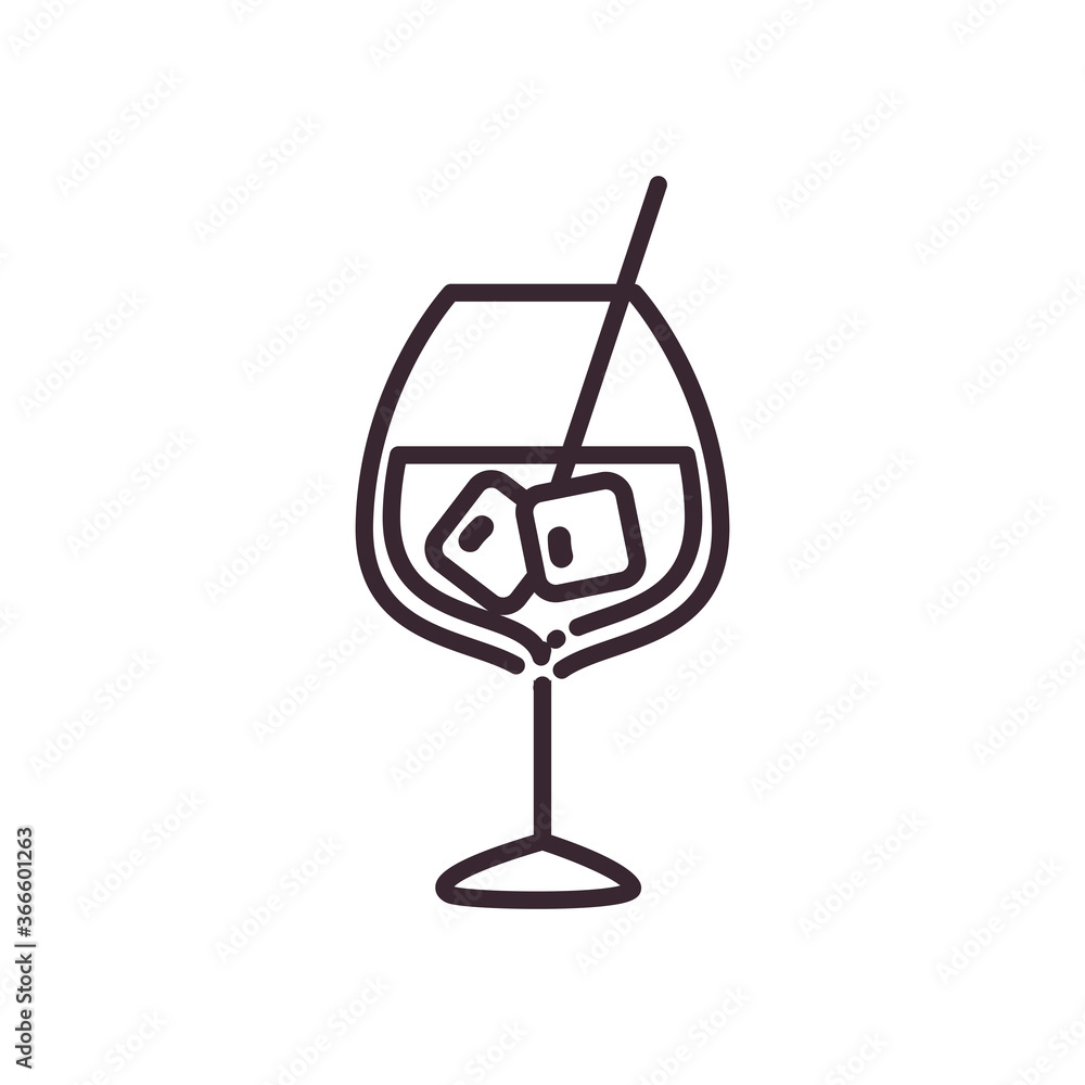Cocktail cup with ice cubes line style icon vector design Cocktail cup with ice cubes line style icon vector design