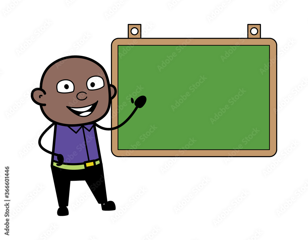 Cartoon Cartoon Bald Black with Classroom Board