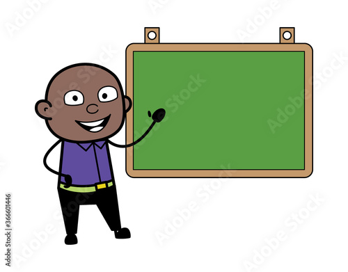 Cartoon Cartoon Bald Black with Classroom Board