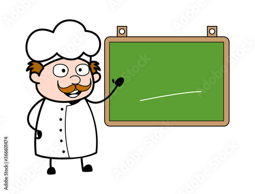 Cartoon Businessman with Classroom Board