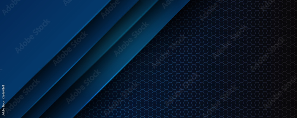Abstract blue light arrow on black with hexagon mesh design modern luxury futuristic technology background vector illustration. Abstract blue light arrow on black with hexagon mesh design modern luxury futuristic technology background vector illustration.