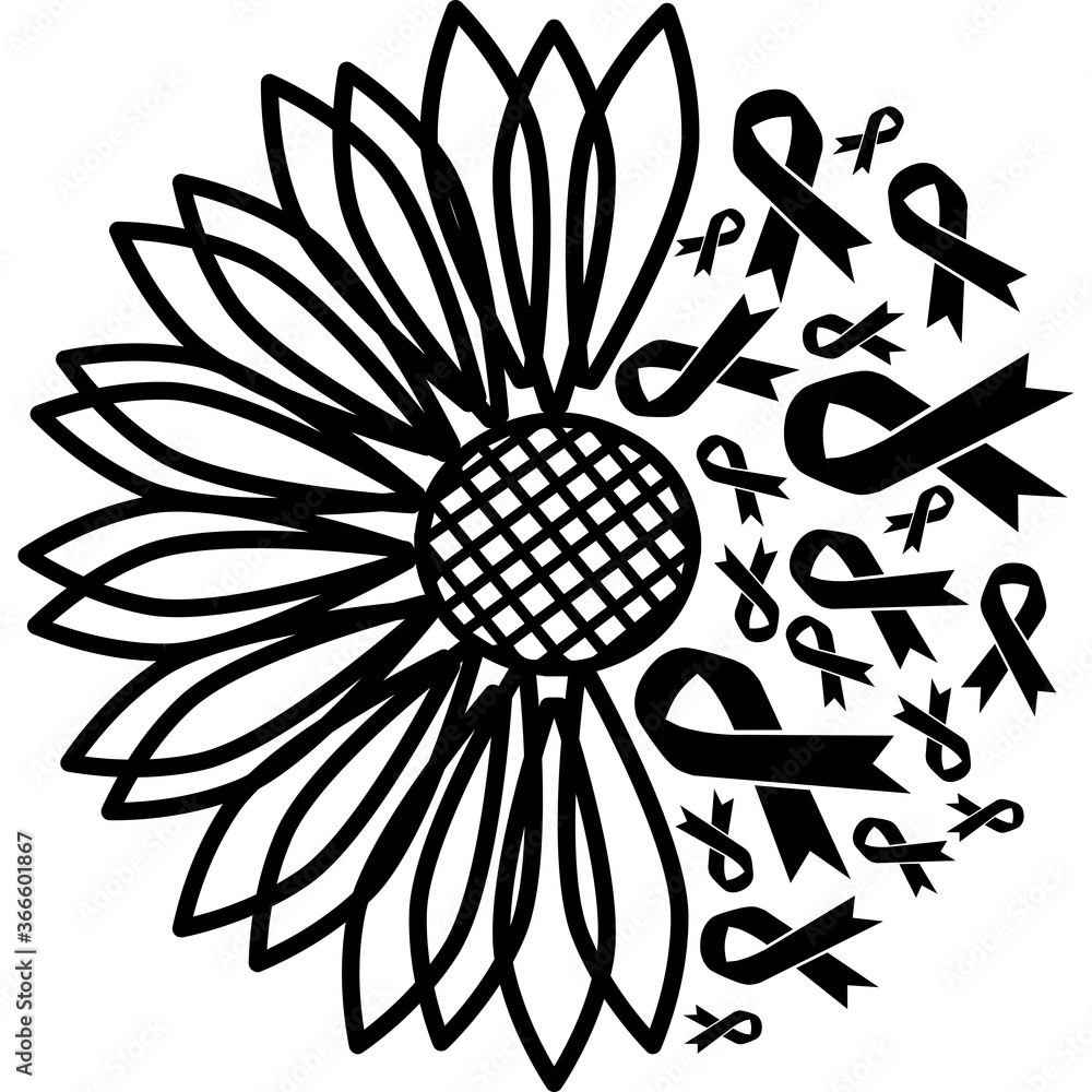 Sunflower Ribbons Silhouette Vector Stock Vector | Adobe Stock