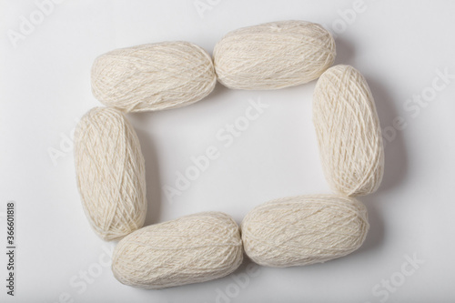 background of the white yarn frame