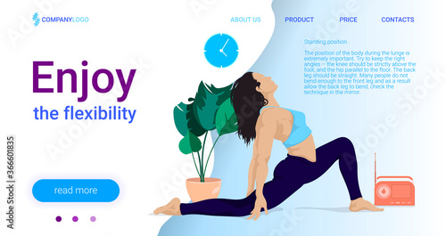 Yoga and sports classes. Illustration in the form of a website.