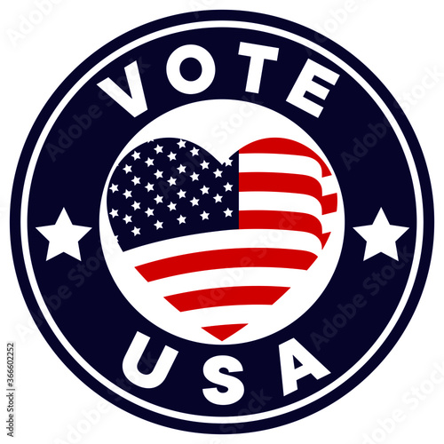 Logotipo voto USA, con corazón y bandera en el centro.