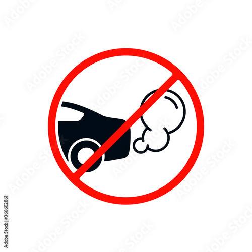 No idling or idle reduction transport sign on white background. vector isolated flat design illustration