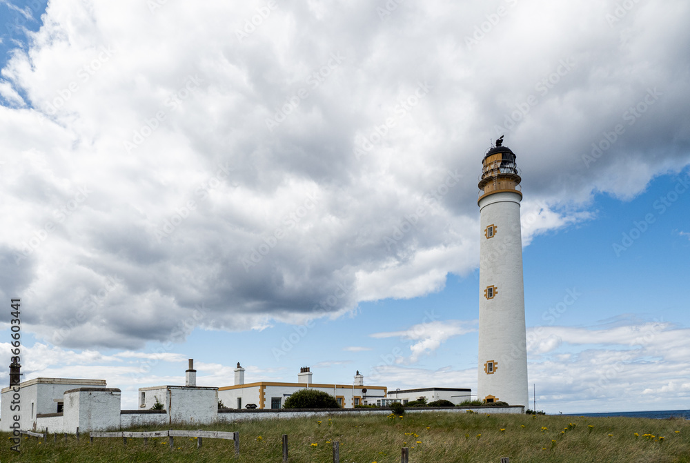 Barns Ness Lighthouse on the east coast of Scotland is located 3 miles from Dunbar and was constructed by the Stevenson brothers between 1899 and 1901