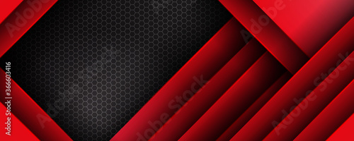 Abstract metallic red shiny color black frame layout modern tech design vector template background banner