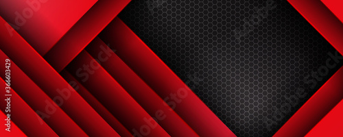 Abstract metallic red shiny color black frame layout modern tech design vector template background banner