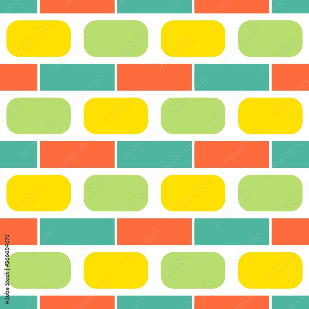 Fototapeta premium Bright seamless pattern with horizontal geometric elements on a white background.