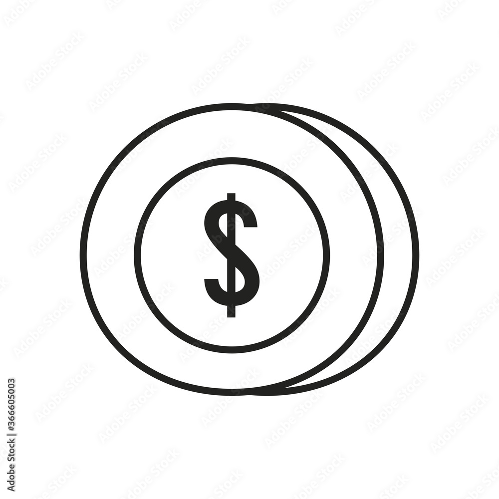 dollar coin line style icon vector design dollar coin line style icon vector design