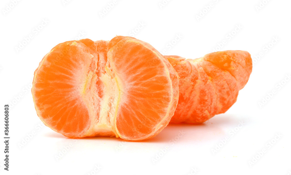 Ripe mandarin citrus isolated tangerine mandarine orange on white background. 