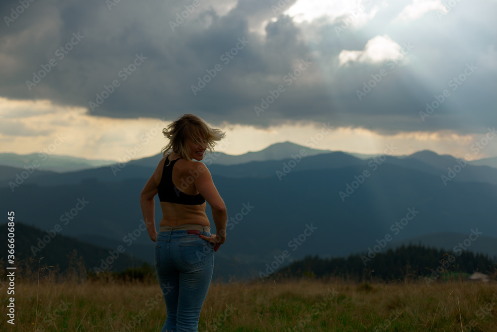 happy girl in the carpathian mountains happy girl in the carpathian mountains