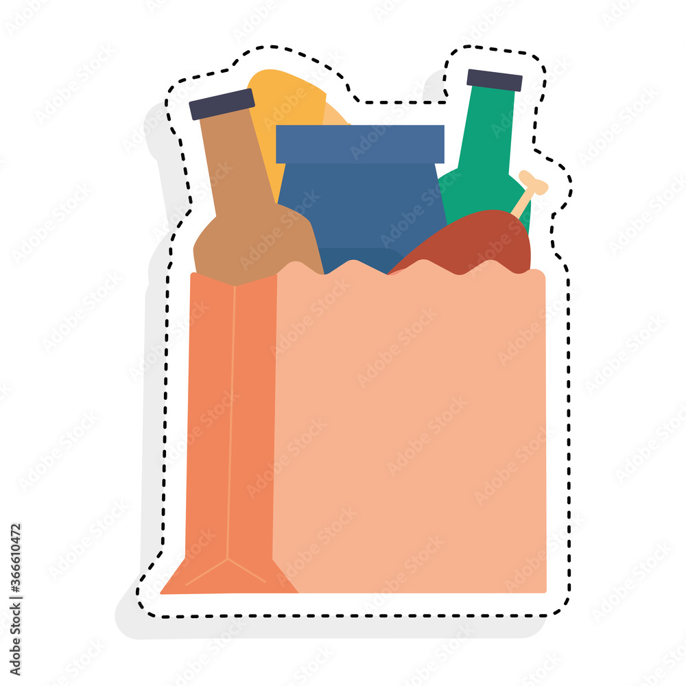 Sticker of a grocery bag icon