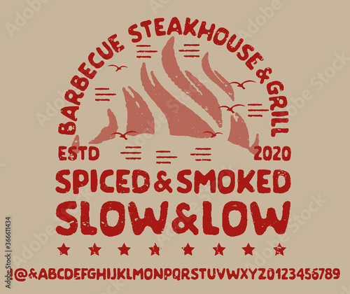 Hand drawn vintage retro font.
