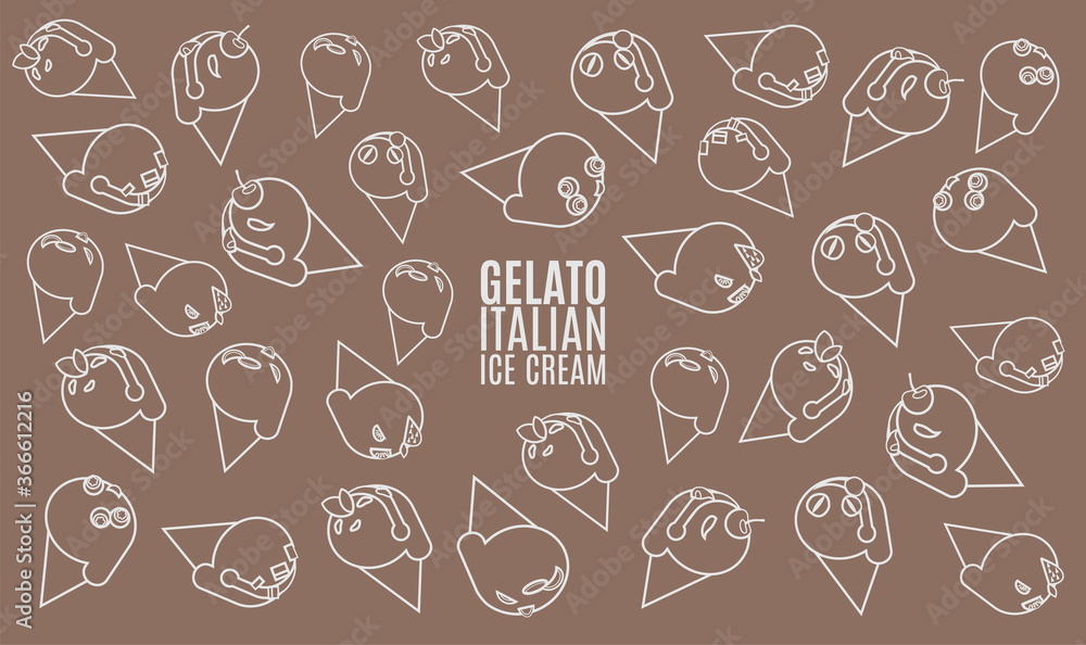 Italian ice cream background. Vector illustration.