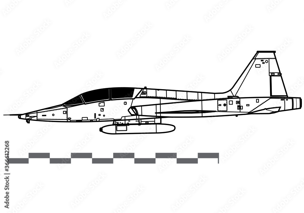 Northrop T-38 Talon. Vector drawing of advanced trainer aircraft. Side