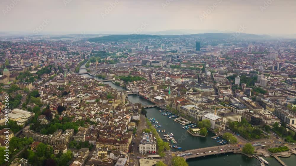 day zurich river part lakeside cityscape aerial panoramic 4k timelapse switzerland day zurich river part lakeside cityscape aerial panoramic 4k timelapse switzerland