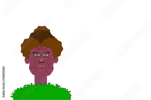 Oma, Frau, Vektor, Mensch, Grafik, Design, Kreise, Rechtecke, Linien, Falten, Gesicht, Augen, Nase, Mund, Kinn, Hals, Oberkoerper, rote, gruene, weisse, braune, schwarze, Farben