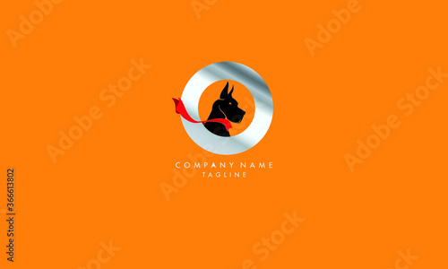 Super Dog Vector Logo Cartoon. super dog with a circle. emblem Vector logo illustration.