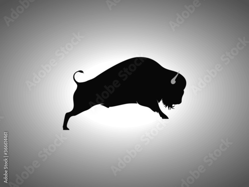 Bison Silhouette on White Background. Isolated Vector Animal