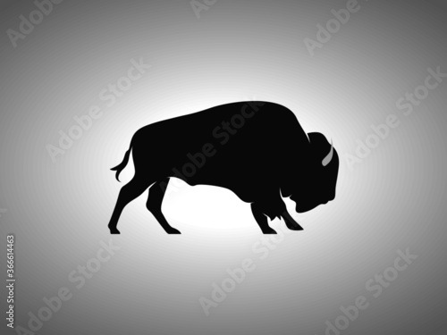 Bison Silhouette on White Background. Isolated Vector Animal