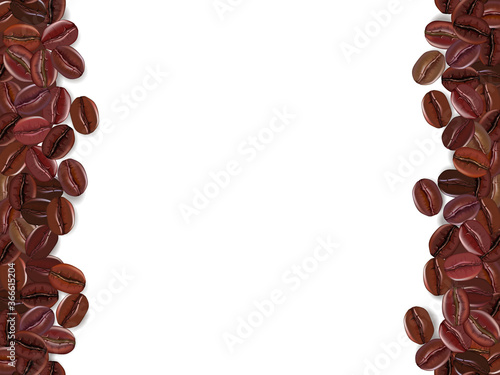Vector coffee beans background collection with white area for copy space.