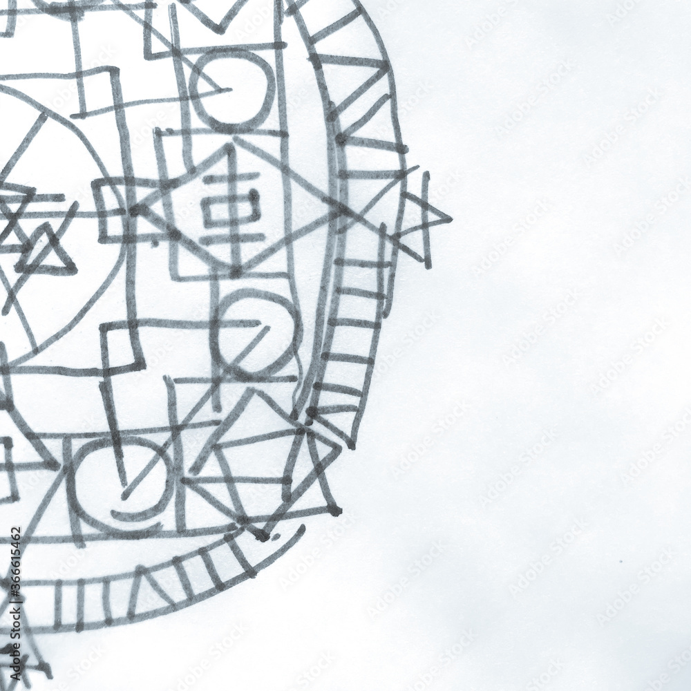 Hand Drawn Geometrical Pattern. Magic Fine Line Hand Drawn Geometrical Pattern. Magic Fine Line