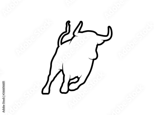 Bull Silhouette on White Background. Isolated Vector Animal