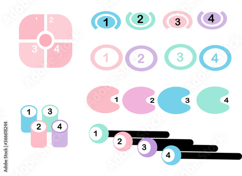 Number bullet points set . File vector on white background isolated.