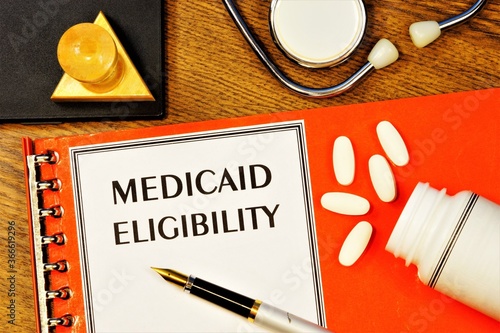 Canvas Print Eligibility for Medicaid - text inscription on the form on the medical folder