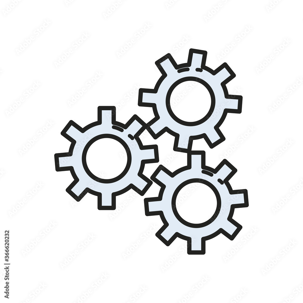 metal gears line and fill style icon vector design