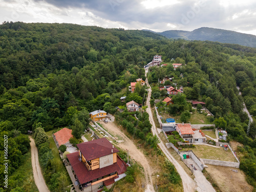 Aerial sunset view of village of Lyaskovo  Bulgaria