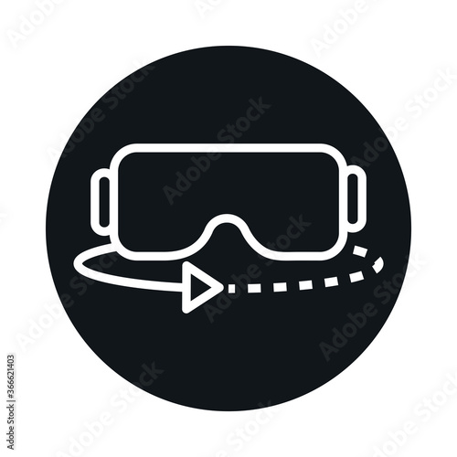 vr glasses rotation 360 degree digital block and line style icon design