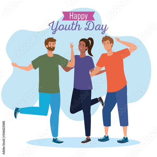 happy youth day, teen people group, together for celebration youth day © Gstudio