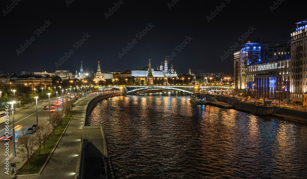 The kremlin of Moscow at night.