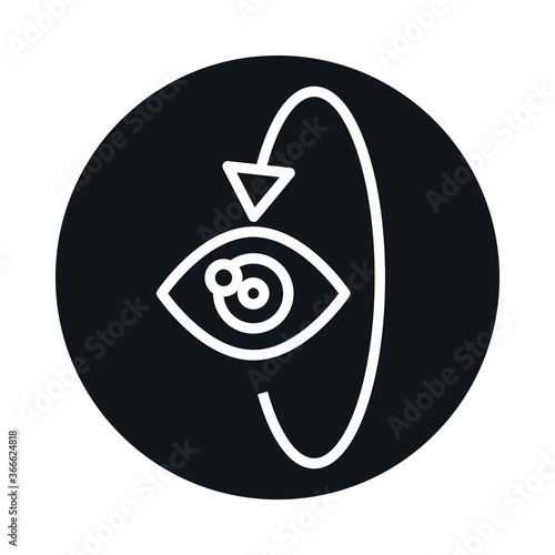 360 degree view, eye protection rotation surveillance block and line style icon design