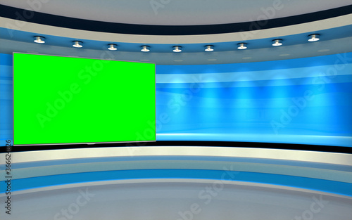 Studio The perfect backdrop for any green screen or chroma key video production, and design. 3d rendering