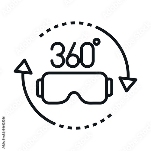 360 degree view rotation glasses virtual reality linear style icon design