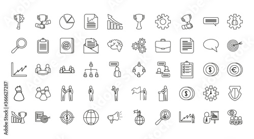 business line style icon set vector design