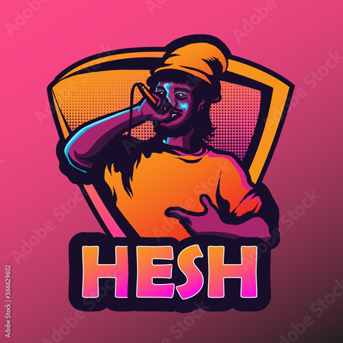Mascot logo illustration colorful singer esports