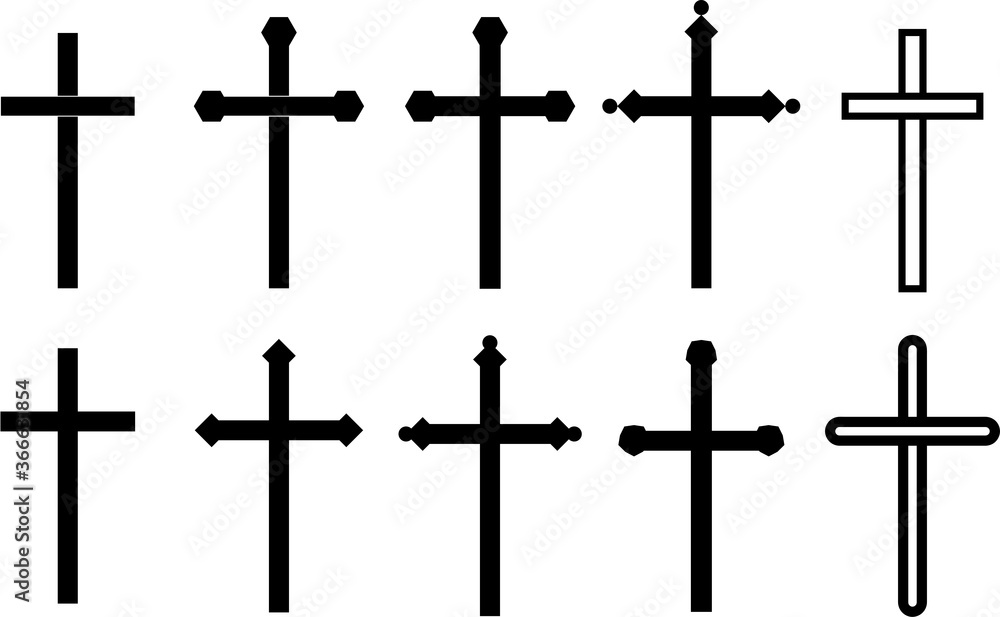Christian cross collection set. Vector Christian cross collection set. Vector