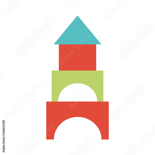 castle pieces construction toy object for small children to play, flat style cartoon