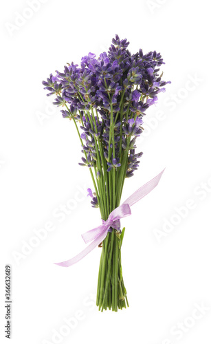 Beautiful fresh lavender bouquet isolated on white